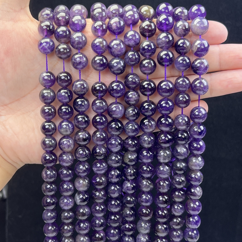 DIY ékszer gyöngyök - Kristály ametiszt gömbölyű gyöngyök, Álom minta, Gyöngyházfényes felület, Crystal Márka, Kézzel készített félkész termékek