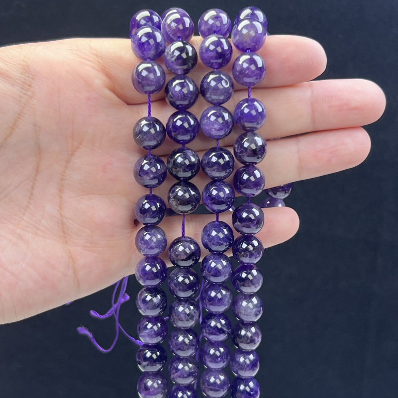 DIY ékszer gyöngyök - Kristály ametiszt gömbölyű gyöngyök, Álom minta, Gyöngyházfényes felület, Crystal Márka, Kézzel készített félkész termékek