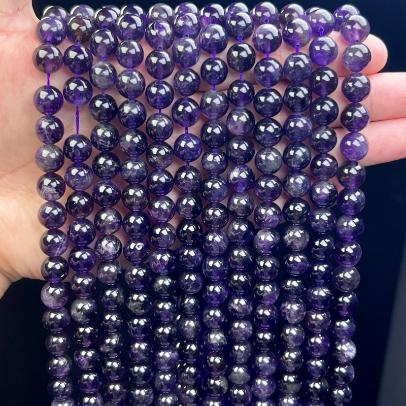 DIY ékszer gyöngyök - Kristály ametiszt gömbölyű gyöngyök, Álom minta, Gyöngyházfényes felület, Crystal Márka, Kézzel készített félkész termékek