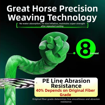 Pagrindinė žvejybos linija Sea Dragon King, PE medžiaga, 8‑gijų ilgi metimai, didelis atsparumas