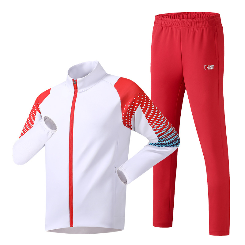 Ilgos rankovės sportinis švarkas grupei treniruotėms, apykaklė tipo lapel; Pietų Korėjos šilkas audinys; 93% poliesteris; stilius: sportas