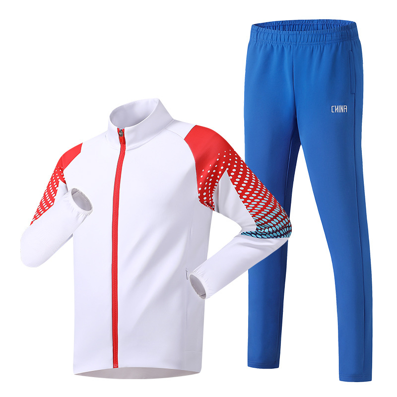 Ilgos rankovės sportinis švarkas grupei treniruotėms, apykaklė tipo lapel; Pietų Korėjos šilkas audinys; 93% poliesteris; stilius: sportas