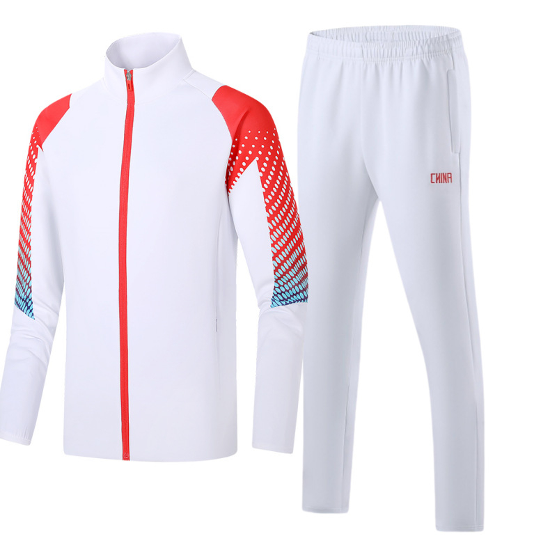 Ilgos rankovės sportinis švarkas grupei treniruotėms, apykaklė tipo lapel; Pietų Korėjos šilkas audinys; 93% poliesteris; stilius: sportas