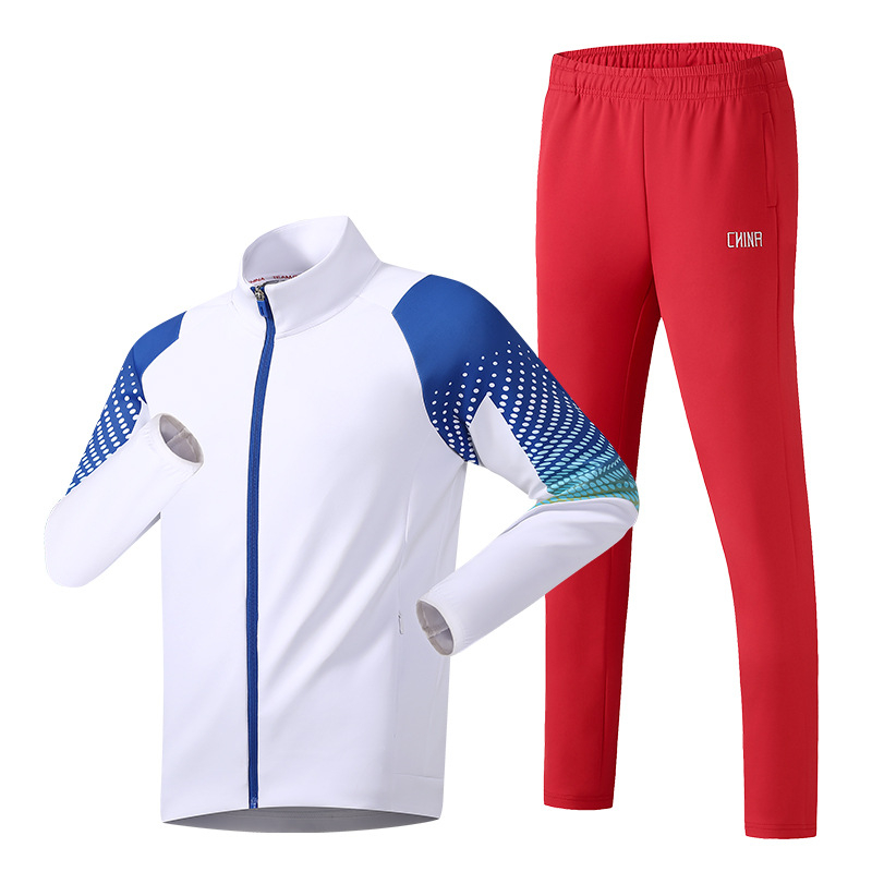 Ilgos rankovės sportinis švarkas grupei treniruotėms, apykaklė tipo lapel; Pietų Korėjos šilkas audinys; 93% poliesteris; stilius: sportas