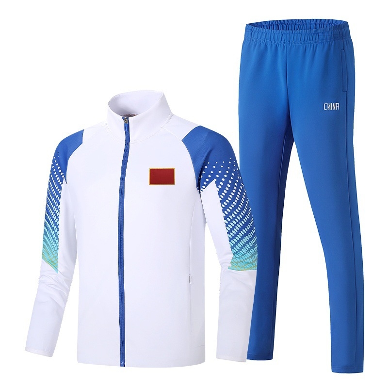 Ilgos rankovės sportinis švarkas grupei treniruotėms, apykaklė tipo lapel; Pietų Korėjos šilkas audinys; 93% poliesteris; stilius: sportas