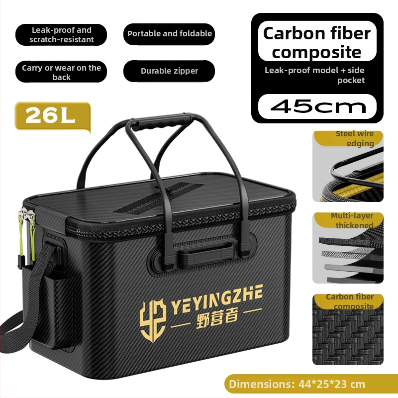 Kämpingu jaoks elavate kalade ämber süsiniku mustriga, kokkukäiv ja tugevdud konstruktsioon, kalade kaitse, mitmekülgne kalastus kast — EVA materjal