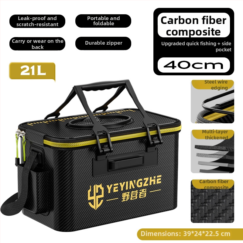 Kämpingu jaoks elavate kalade ämber süsiniku mustriga, kokkukäiv ja tugevdud konstruktsioon, kalade kaitse, mitmekülgne kalastus kast — EVA materjal