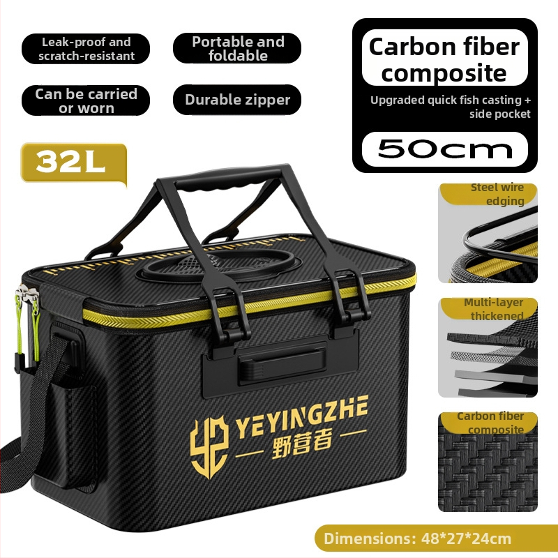 Kämpingu jaoks elavate kalade ämber süsiniku mustriga, kokkukäiv ja tugevdud konstruktsioon, kalade kaitse, mitmekülgne kalastus kast — EVA materjal