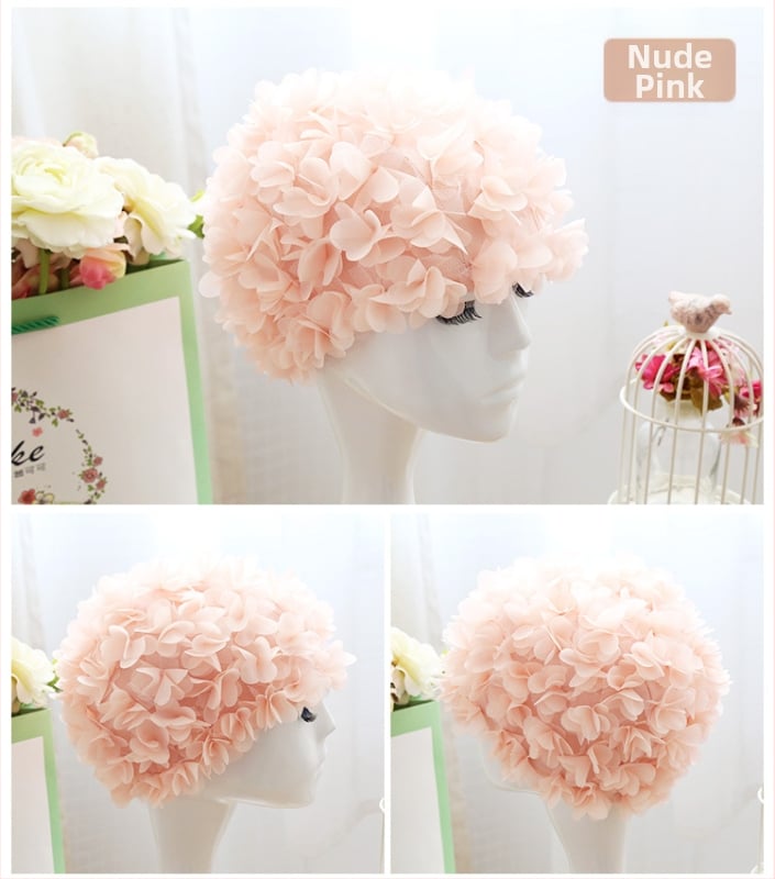 Peldcepure ar 3D ziedu dizainu, elastīga oderē, elpojoša, gariem matiem, pieaugušajiem