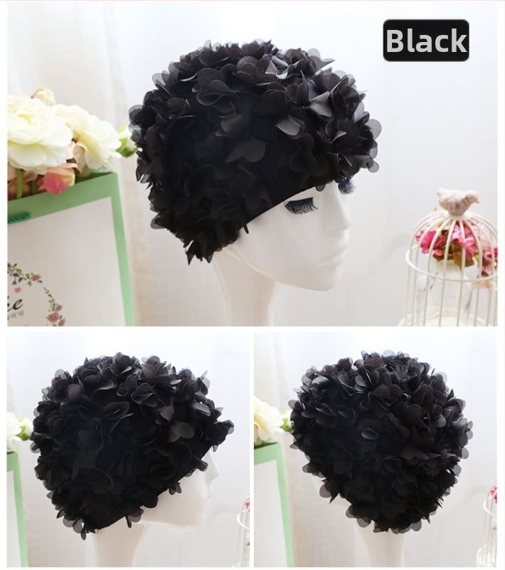 Peldcepure ar 3D ziedu dizainu, elastīga oderē, elpojoša, gariem matiem, pieaugušajiem