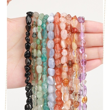 DIY κρυστάλλινες χάντρες — ακανόνιστες χάντρες από φυσικούς λίθους (ροζ χαλαζίας, αμέθιστος) για κοσμήματα