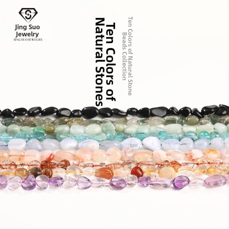 DIY κρυστάλλινες χάντρες — ακανόνιστες χάντρες από φυσικούς λίθους (ροζ χαλαζίας, αμέθιστος) για κοσμήματα