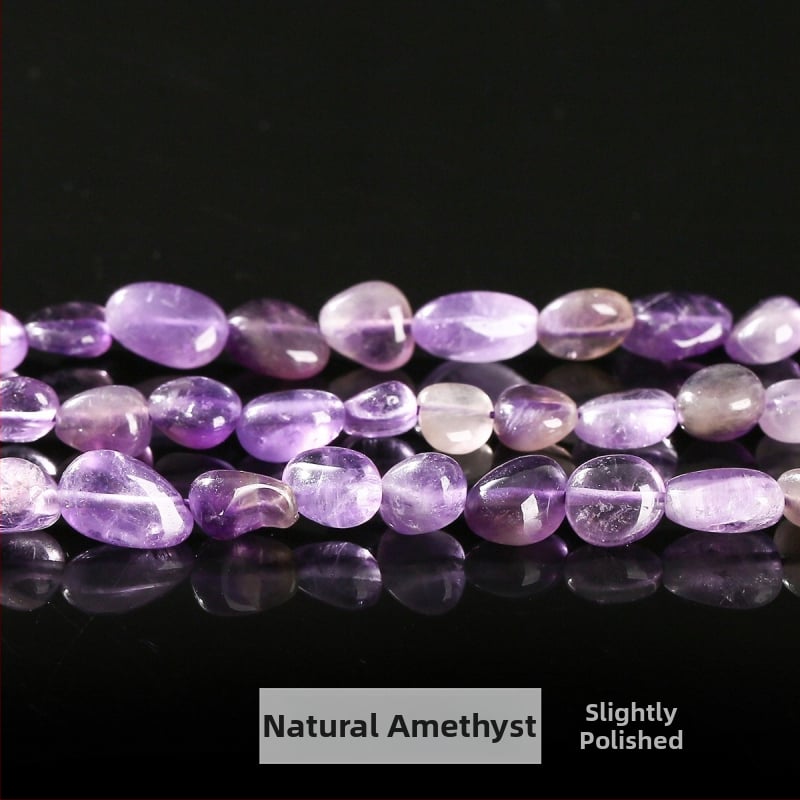 DIY κρυστάλλινες χάντρες — ακανόνιστες χάντρες από φυσικούς λίθους (ροζ χαλαζίας, αμέθιστος) για κοσμήματα