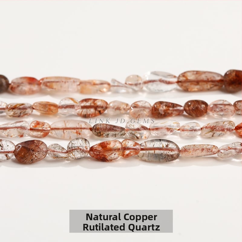 DIY κρυστάλλινες χάντρες — ακανόνιστες χάντρες από φυσικούς λίθους (ροζ χαλαζίας, αμέθιστος) για κοσμήματα