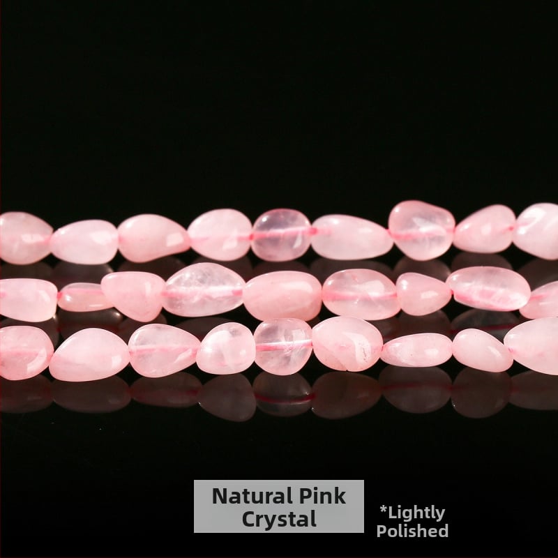 DIY κρυστάλλινες χάντρες — ακανόνιστες χάντρες από φυσικούς λίθους (ροζ χαλαζίας, αμέθιστος) για κοσμήματα