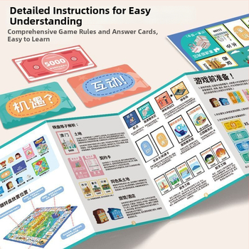 Ģimenes galda spēle par bagātības piedzīvojumiem un pasaules ceļojumiem, koksnes un papīra komponentes, kāršu spēle, elektroniskas transakcijas, piemērota no 14 gadu vecuma, iepakojums kastē
