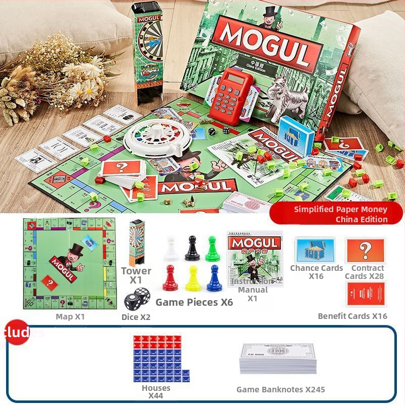 Ģimenes galda spēle par bagātības piedzīvojumiem un pasaules ceļojumiem, koksnes un papīra komponentes, kāršu spēle, elektroniskas transakcijas, piemērota no 14 gadu vecuma, iepakojums kastē