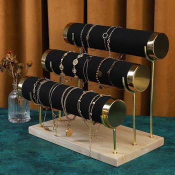 Stalak za izlaganje narukvica, cilindrični dizajn s tri razine, za nakit