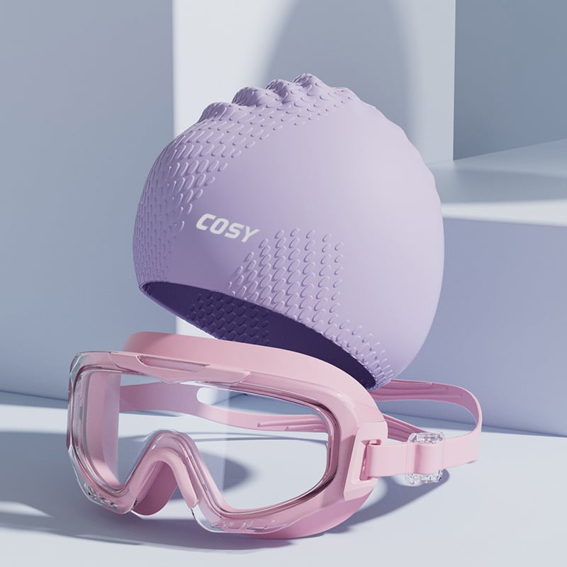 Pieaugušo silikona peldcepure un briļļu komplekts – ūdensnecaurlaidīgs, vienkāršs raksts, iekļauj peldcepuri un briļļas