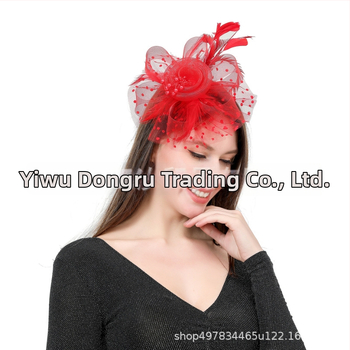 Kāzu galvas rotājums no spalvu tīkla ar retro ziedu topu, roku darbs, 2023. gada pavasaris, pielāgojams