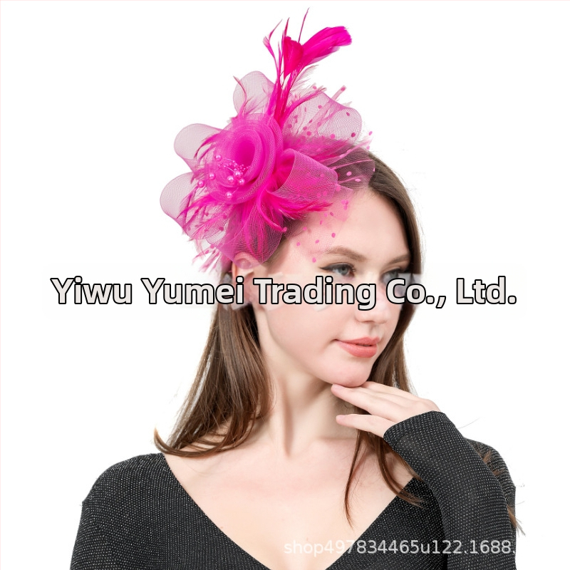 Svadobný doplnok na hlavu z pierovej sieťoviny s retro kvetinovým topom, ručne vyrobený, jar 2023, prispôsobiteľný