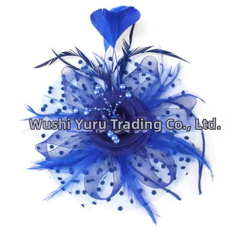 Svadobný doplnok na hlavu z pierovej sieťoviny s retro kvetinovým topom, ručne vyrobený, jar 2023, prispôsobiteľný