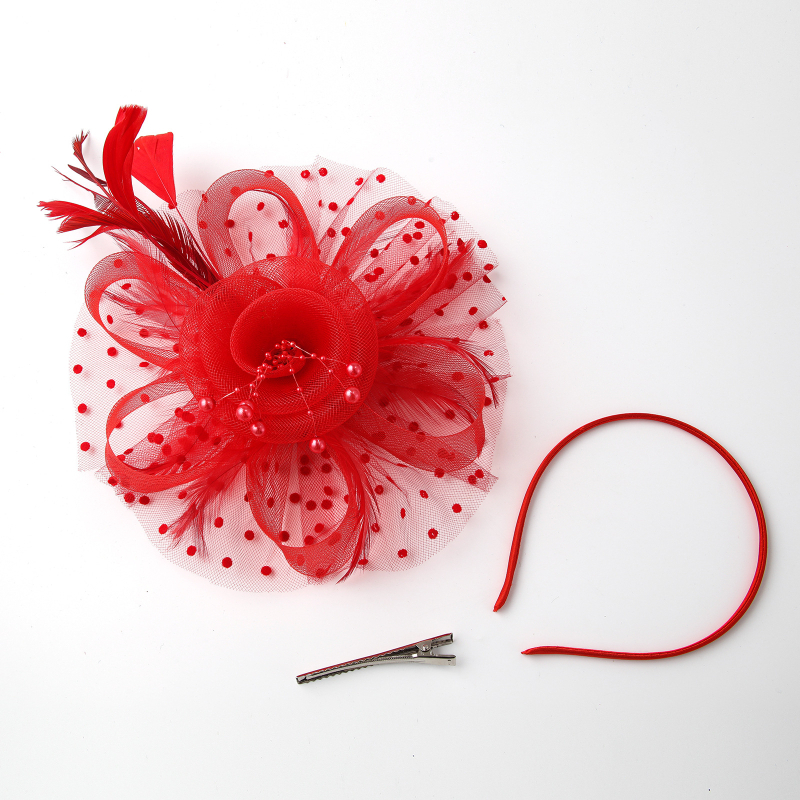 Kāzu galvas rotājums no spalvu tīkla ar retro ziedu topu, roku darbs, 2023. gada pavasaris, pielāgojams