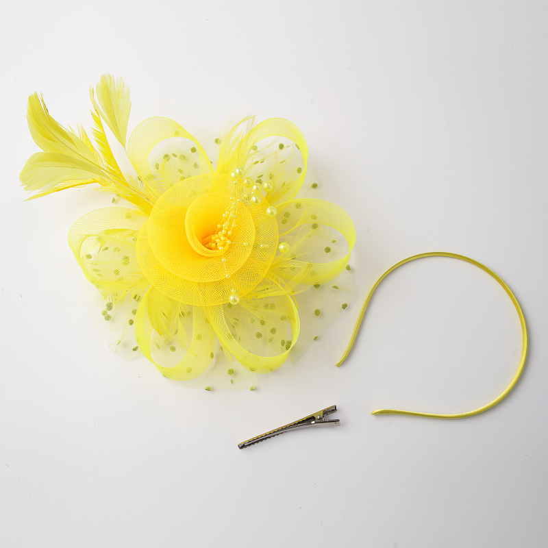 Kāzu galvas rotājums no spalvu tīkla ar retro ziedu topu, roku darbs, 2023. gada pavasaris, pielāgojams