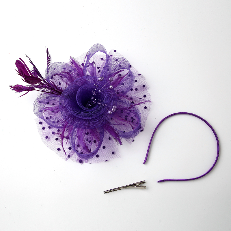 Kāzu galvas rotājums no spalvu tīkla ar retro ziedu topu, roku darbs, 2023. gada pavasaris, pielāgojams