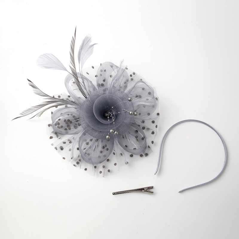 Kāzu galvas rotājums no spalvu tīkla ar retro ziedu topu, roku darbs, 2023. gada pavasaris, pielāgojams