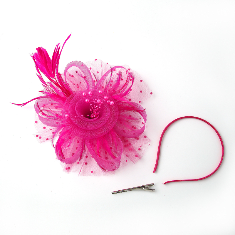 Kāzu galvas rotājums no spalvu tīkla ar retro ziedu topu, roku darbs, 2023. gada pavasaris, pielāgojams