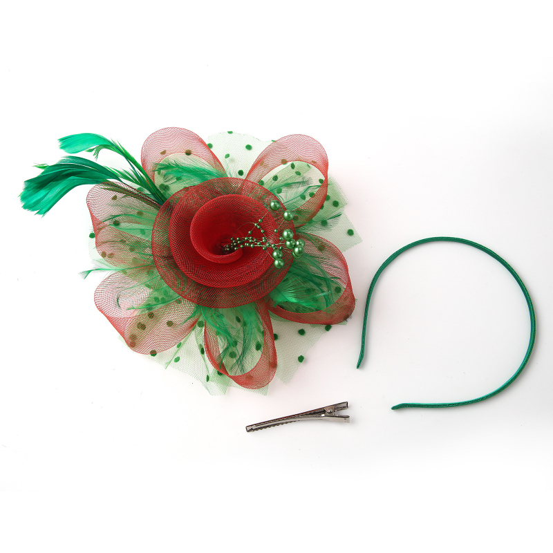 Kāzu galvas rotājums no spalvu tīkla ar retro ziedu topu, roku darbs, 2023. gada pavasaris, pielāgojams
