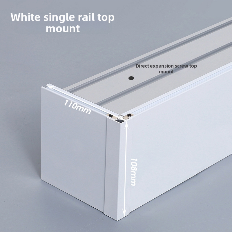 Kutija za zavjese s integriranom tračnicom, aluminijska legura, prilagodljiva, montaža na vrhu i sa strane, tiha, moderni minimalistički stil