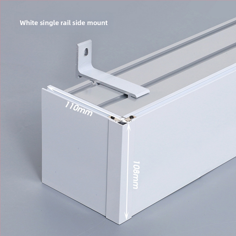 Kutija za zavjese s integriranom tračnicom, aluminijska legura, prilagodljiva, montaža na vrhu i sa strane, tiha, moderni minimalistički stil
