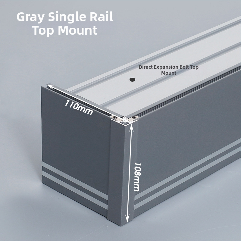 Kutija za zavjese s integriranom tračnicom, aluminijska legura, prilagodljiva, montaža na vrhu i sa strane, tiha, moderni minimalistički stil