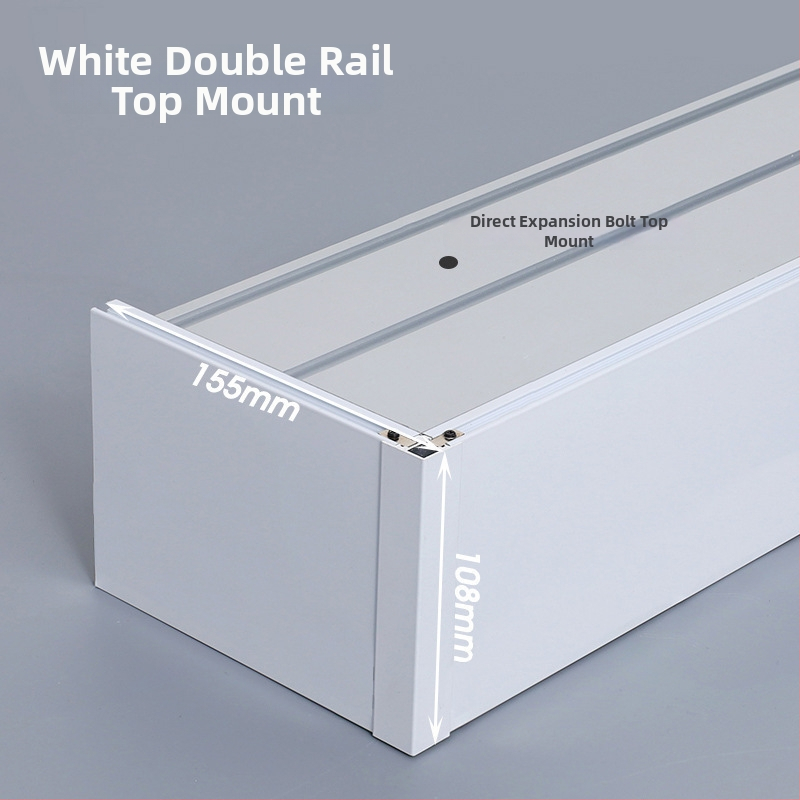 Kutija za zavjese s integriranom tračnicom, aluminijska legura, prilagodljiva, montaža na vrhu i sa strane, tiha, moderni minimalistički stil