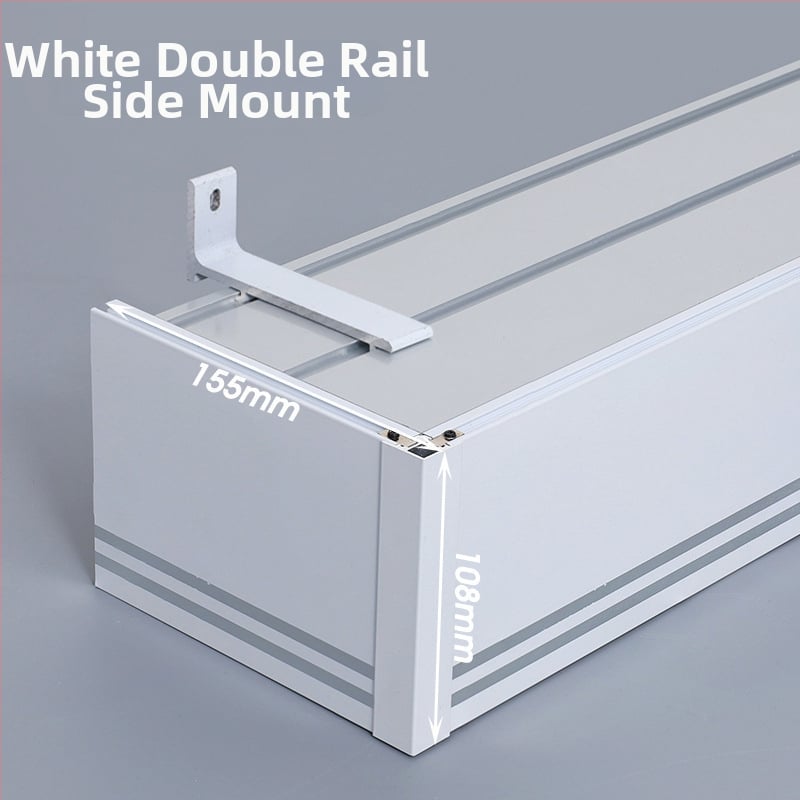 Kutija za zavjese s integriranom tračnicom, aluminijska legura, prilagodljiva, montaža na vrhu i sa strane, tiha, moderni minimalistički stil