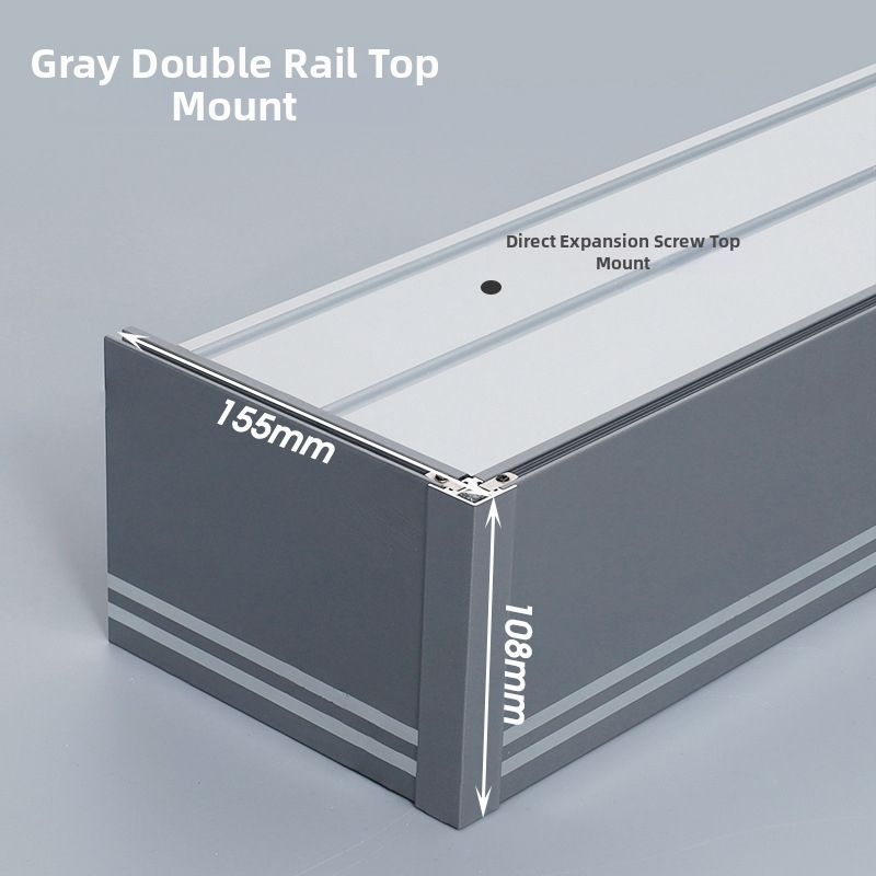 Kutija za zavjese s integriranom tračnicom, aluminijska legura, prilagodljiva, montaža na vrhu i sa strane, tiha, moderni minimalistički stil