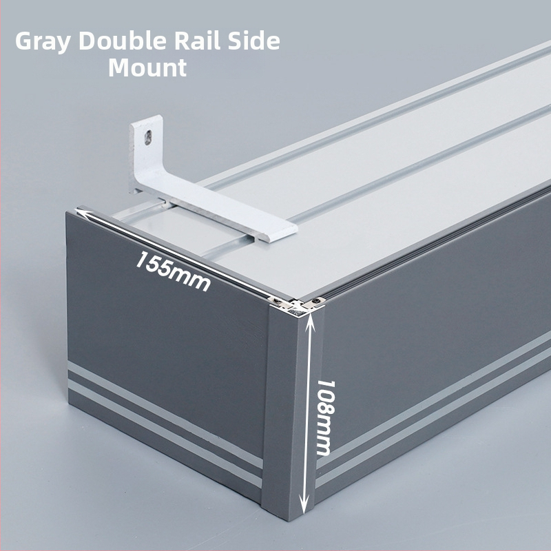 Kutija za zavjese s integriranom tračnicom, aluminijska legura, prilagodljiva, montaža na vrhu i sa strane, tiha, moderni minimalistički stil