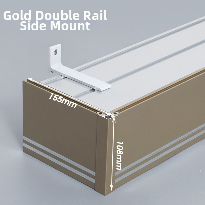 Kutija za zavjese s integriranom tračnicom, aluminijska legura, prilagodljiva, montaža na vrhu i sa strane, tiha, moderni minimalistički stil