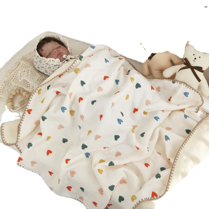 Lapse rätikust pleed, 4-kihiline gaze, 100% puuvill, suvi, Korea stiilus