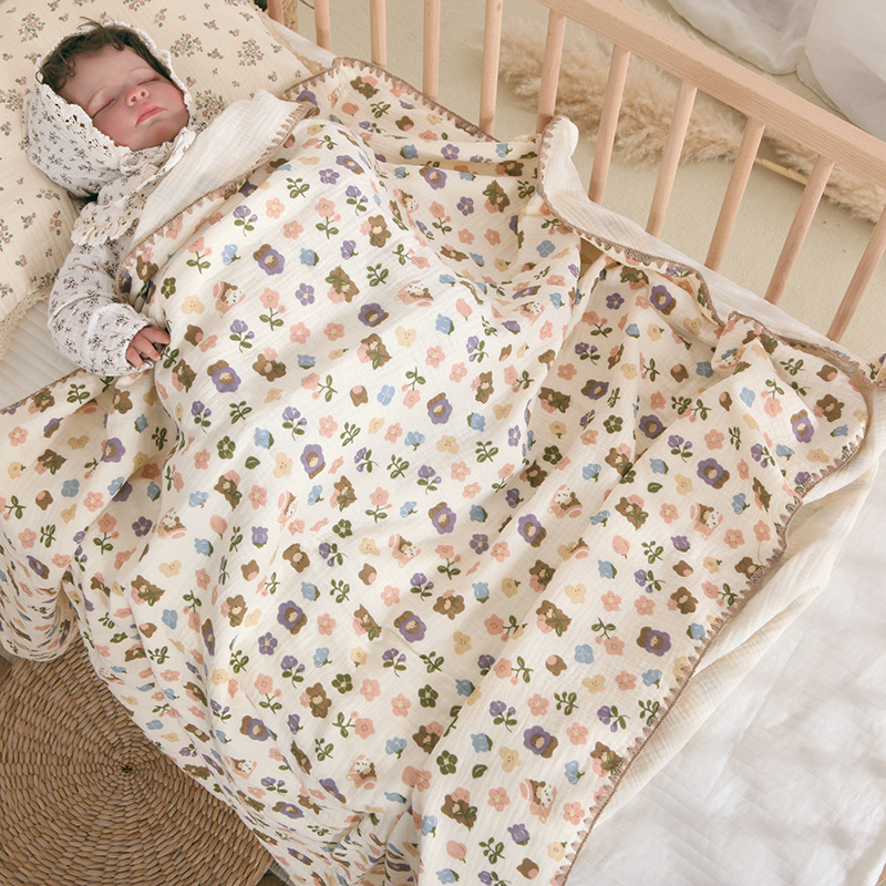 Lapse rätikust pleed, 4-kihiline gaze, 100% puuvill, suvi, Korea stiilus