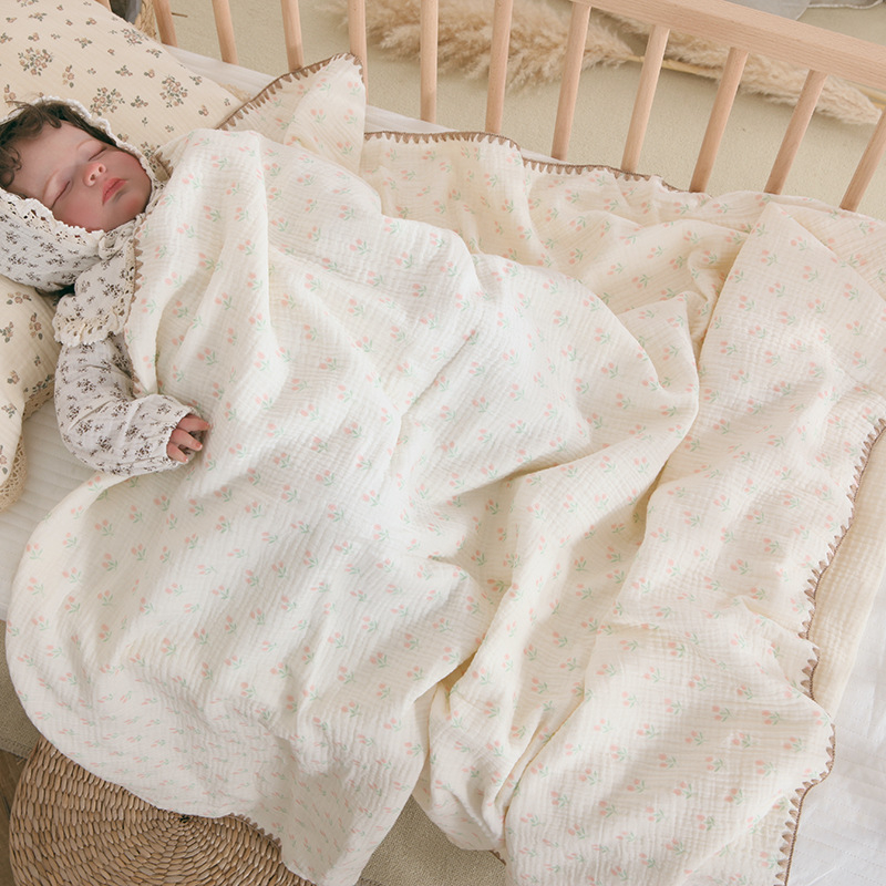 Lapse rätikust pleed, 4-kihiline gaze, 100% puuvill, suvi, Korea stiilus