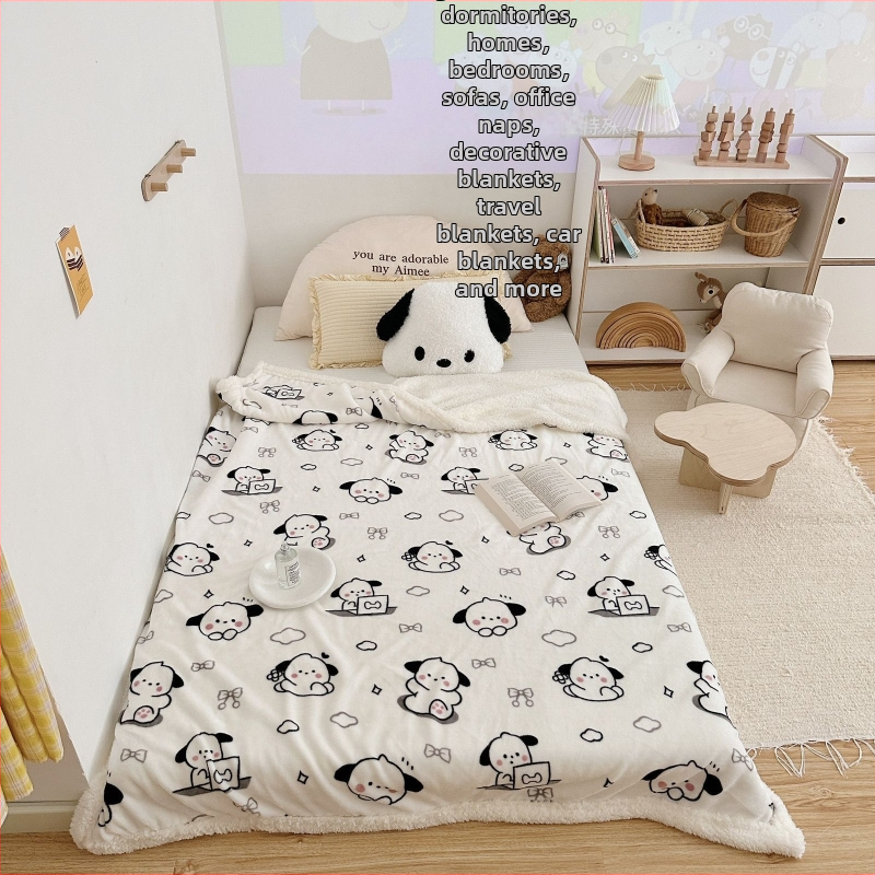 Milk-Lamb sametist pleed, rätik-laadse teki triibudega, geomeetriliste ja multikate mustritega, kõikideks aastaaegadeks, sobib ühiselamusse ja diivanile