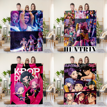 Flaneli pleed 3D digitaalprintimisega, demoni jahi rühma motiiv, polüester, 500–800 g, sügis-talv