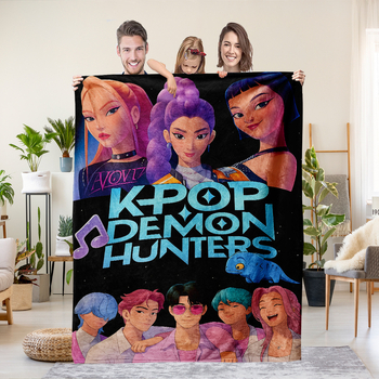 Flaneli pleed 3D digitaalprintimisega, demoni jahi rühma motiiv, polüester, 500–800 g, sügis-talv