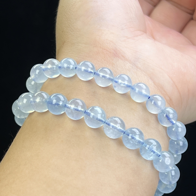 DIY гривна със аквамаринови мъниста – геометрична форма, полирани мъниста, женско бижу