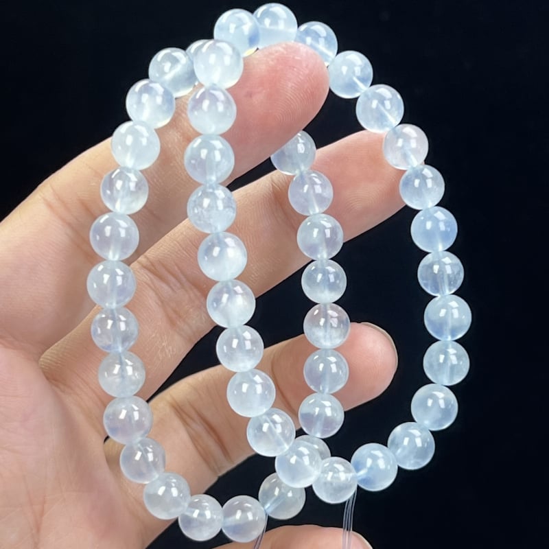 DIY гривна със аквамаринови мъниста – геометрична форма, полирани мъниста, женско бижу