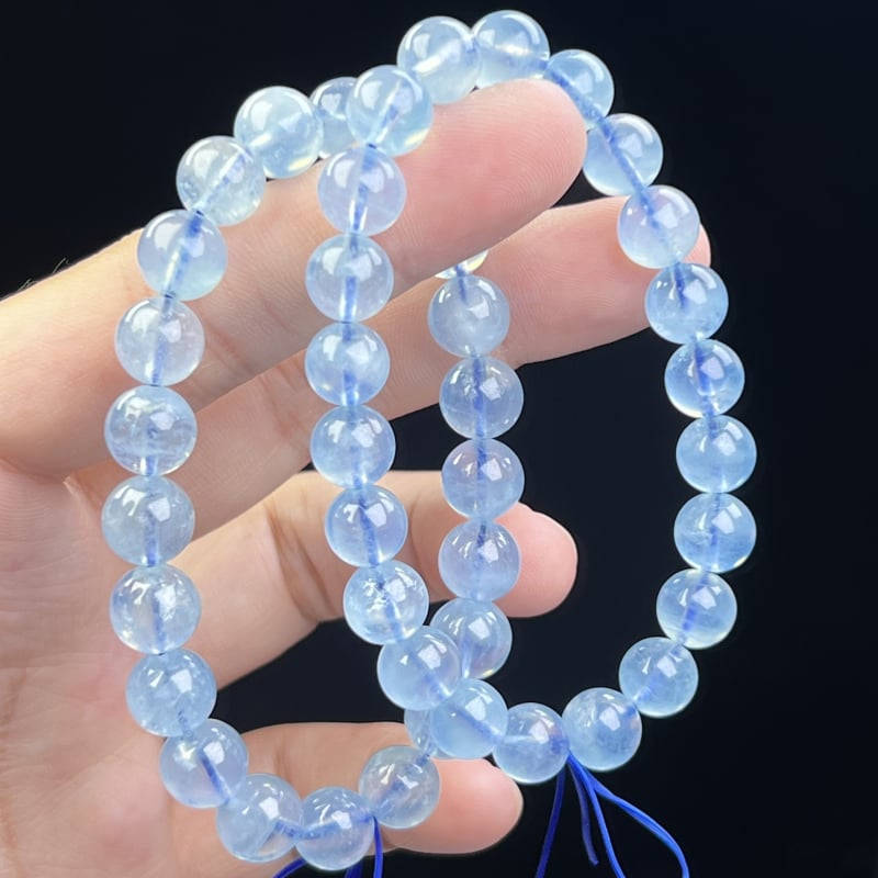 DIY гривна със аквамаринови мъниста – геометрична форма, полирани мъниста, женско бижу