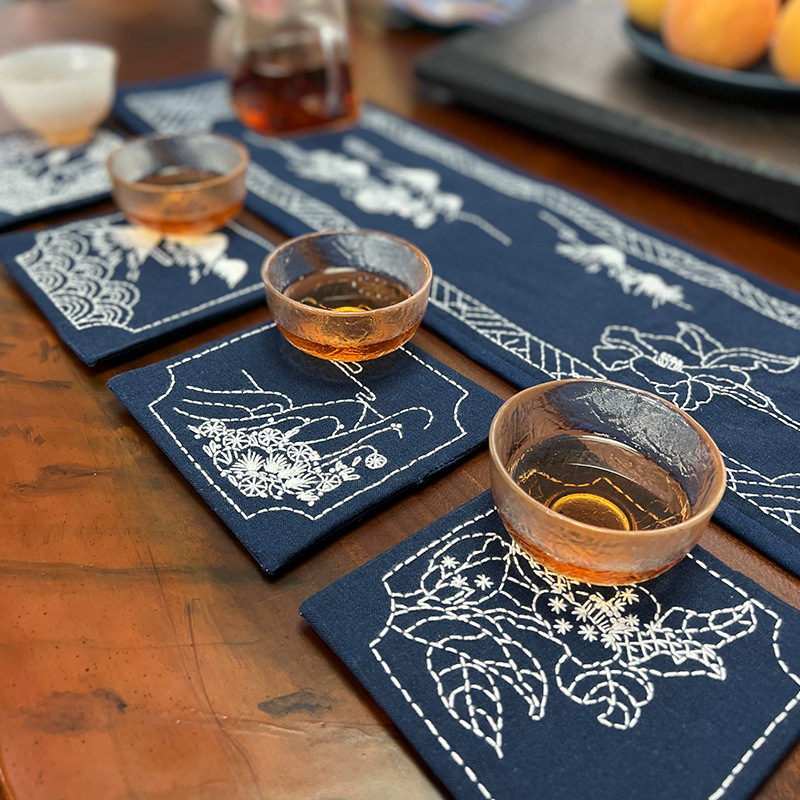 DIY siuvinėtas arbatos kilimėlis Kinijos stiliaus, Zen Lu siuvinėjimas, rankų darbas iš Jinhao, Kinijos stiliaus serijos raštas, tinka svetainei ar restoranui